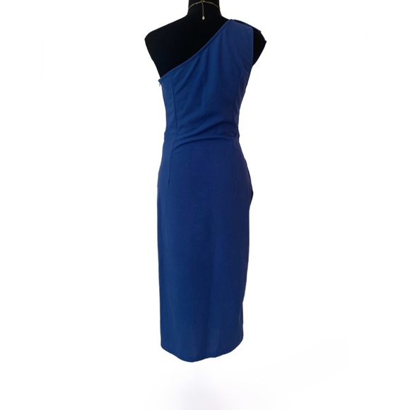 JJ HOUSE ~ Women’s Royal blue one shoulder dress with abstract lines size M - Picture 9 of 11